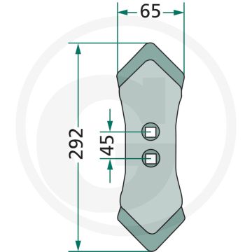 Beitel k32 radius: 250 - afmetingen: 292 x 65 x 8 mm