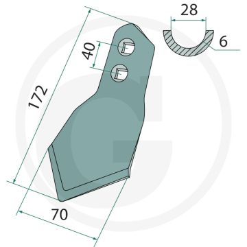 Gänsefussschar 70x6 - werkbreedte 70mm