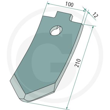 Schaarpunt - afmetingen: 210 x 100 x 12 mm