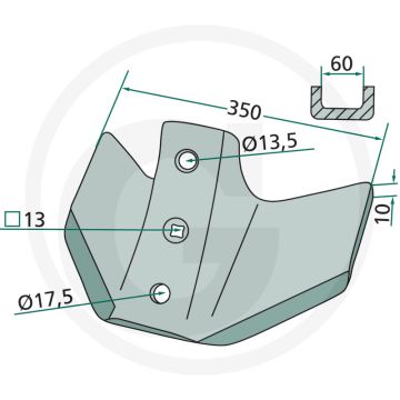 Vleugelschaar - werkbreedte 350mm, 20° werkhoek