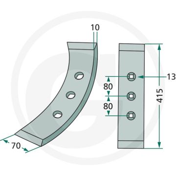 Ciseaux frontaux droits - dimensions : 415 x 70 x 10 mm