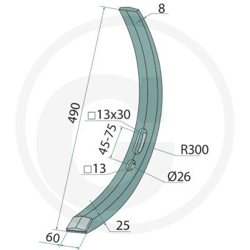 Heavy duty beitel, smal met hardgesoldeerde hardmetalen slijtplaat - afmetingen: 60 x 490 mm