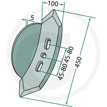 Burin d'angle vario 450x100x12mm avec 3 trous