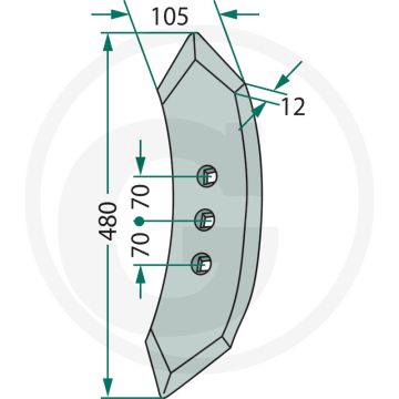 Voorbeitel vario 105mm x 480mm x 12mm