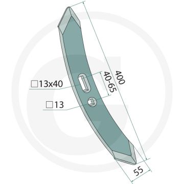 Snavelschaar - werkbreedte 55mm, lengte 400mm, gatafstand 40-65mm