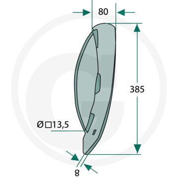 Rister, rand rechts gedraaid, met beugel - werkbreedte 80mm