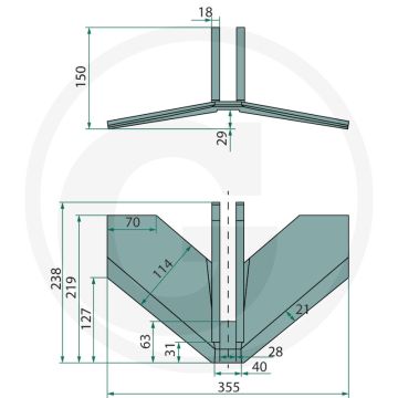 Ganzevoetbeitel - topmix trio 355mm werkbreedte