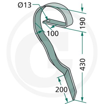 Sleeptand rechts - afmetingen: 60 x 10 mm