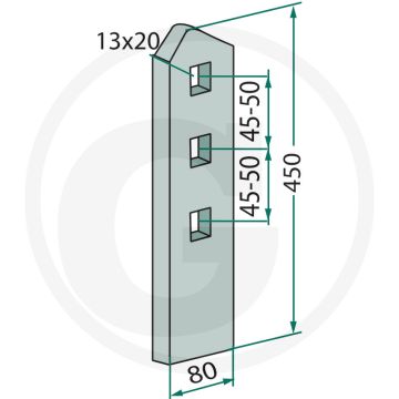 Walsplaat 450 x 80 x 8 trio t, quadro, vector, rebell classic