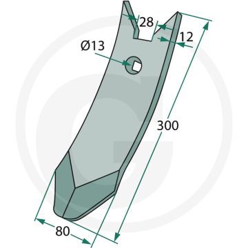 Schaarpunt delta flex - 300 x 80 x 12 mm