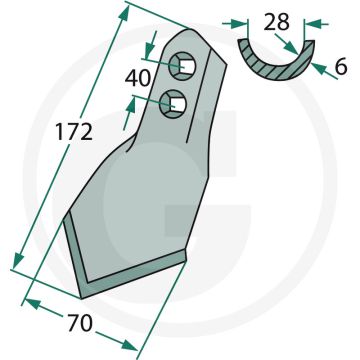 Beitel 70 x 6 mm - montagetip: gebruik geen pneumatisch gereedschap