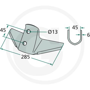 Vleugelschaar 285 x 6 mm - passend voor 180101.kon-02
