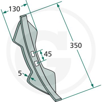 Beitel radius: 300 - afmetingen: 350 x 130 x 5