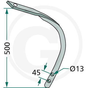Ondergedeelte - type vf, afmetingen: 50 x 13 mm, gatafstand: 45 mm