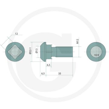 Boulon d'arrêt m12 x 1,75 x 35, classe de qualité 10,9