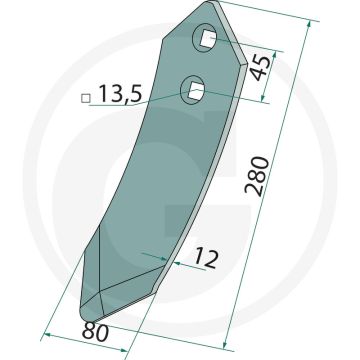 Schaarpunt cultimer 280x80x12mm grondbewerking & zaaitechniek