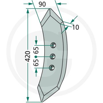 Schaarpunt radius: 300 - mixter, 420 x 90 x 10 mm