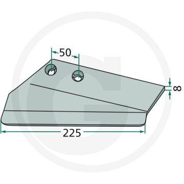 Vleugelschaar rechts 255 x 8 mm