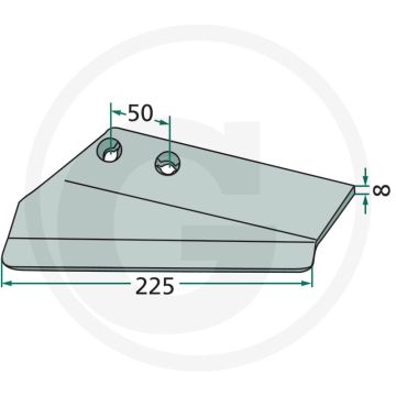 Vleugelschaar links - afmetingen: 255 x 8 mm