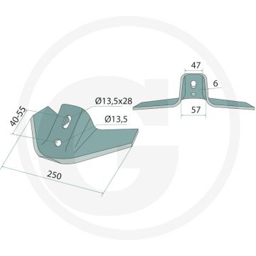 Ganzevoetbeitel 250 x 6 mm werkbreedte 250 mm