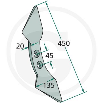 Tweezijdige beitel radius: 300 - constructiestaal 26 mn cr 6-3 - hv1 / 521