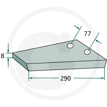 Vleugelschaar links - werkbreedte 290mm