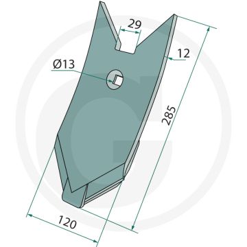 Schaarpunt onderzijde gecoat - karat, kristall - 260 x 120 x 12 mm