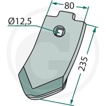 Schaarpunt onderzijde gecoat - type: achat, thorit