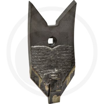 Heavy duty schaarpunt onderzijde gecoat met hardgesoldeerde hardmetalen slijtplaat - afmetingen: 260 x 120 x 10 mm