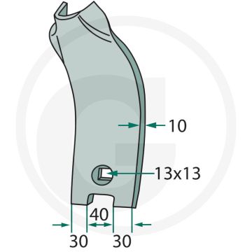 Geleideplaat midden - type: smaragd - afmetingen (mm): dikte: 10