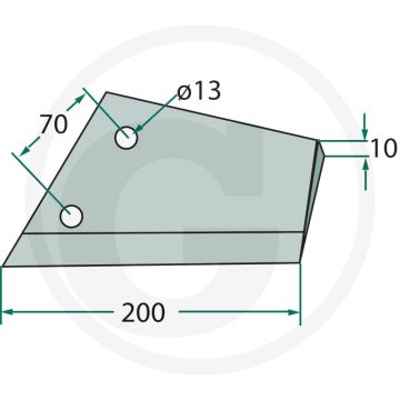 Ganzevoetbeitel links - topas, 200 x 10 mm, fl 20