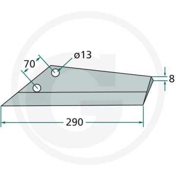 Ganzevoetbeitel rechts - werkbreedte 290mm