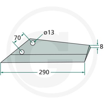 Ganzevoetbeitel links - werkbreedte 290mm