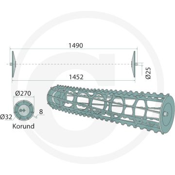 Krümlerwalze 1452 mm werkbreedte