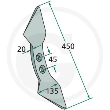 Tweezijdige beitel radius: 300 - constructiestaal 26 mn cr 6-3 - hv1 / 521
