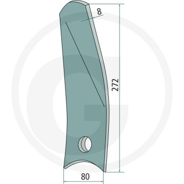 Geleideplaat links (rechts lossend) - afmetingen: 272 x 8 x 80 mm