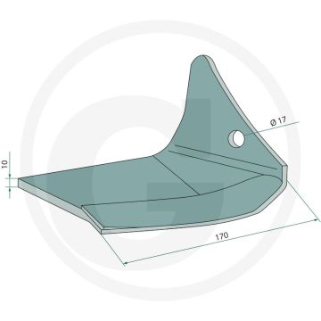 Vleugelschaar rechts - synkro, 170 x 10 mm