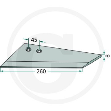 Vleugelschaar links - afmetingen: 260 x 8 mm, passend voor rabe