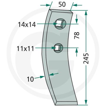 Voorbeitel 245x50x10mm met 2 gaten - rabe (nieuwe uitvoering)