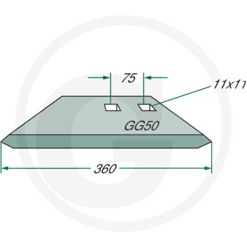 Vleugelschaar rechts - werkbreedte 360mm