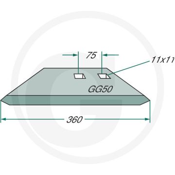Vleugelschaar links - werkbreedte 360mm