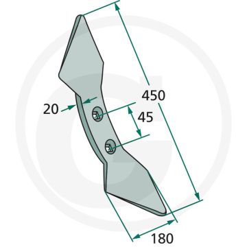 Tweezijdige beitel - werkbreedte 180mm