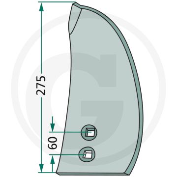 Rister, bord droit - dimensions (mm) : épaisseur : 8