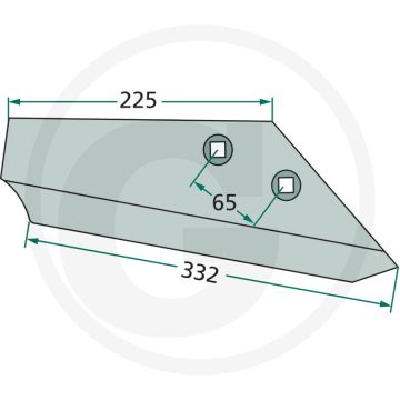 Vleugelschaar rechts - werkbreedte 332mm