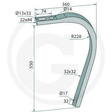 Dent C 550 - carré : 32 x 32 mm