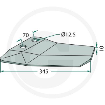Vleugelschaar inclusief bouten - werkbreedte 345mm