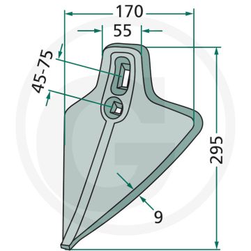 Beitel gesmeed - passend voor amazone - 295 x 170 x 9 mm