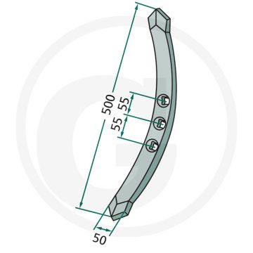 Voorbeitel - afmetingen: 500 x 50 x 20 mm