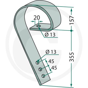Sleepbalktand 80 x 10 mm voor frame 80 x 80 mm