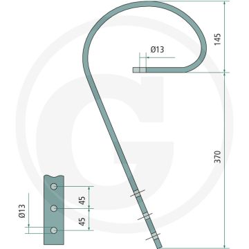 Sleepbalktanden - swift, ferox, tiller - afmetingen (mm): 45x10